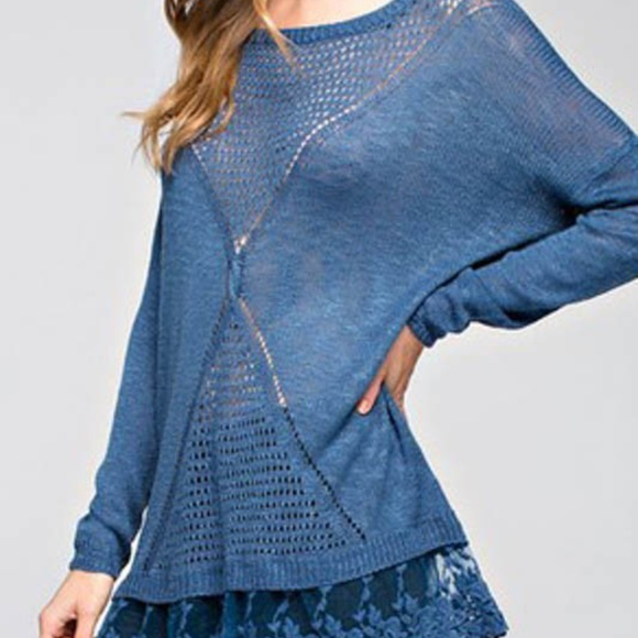 BLUE LACE DETAIL TOP - Picture 2 of 3